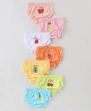 Babyhug 100% Cotton Bloomers Strawberry & Pear Print Pack of 7- Blue & Green
