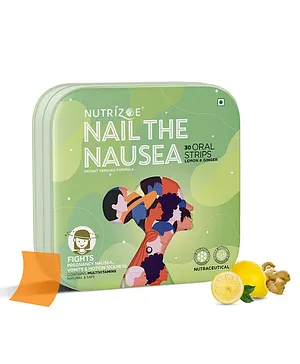 Nutrizoe Nail the Nausea Oral Strips with Gingerols and Multivitamin for Morning Sickness Pregnancy Nausea, Vomits and Motion Sickness - 30 Oral Strips
