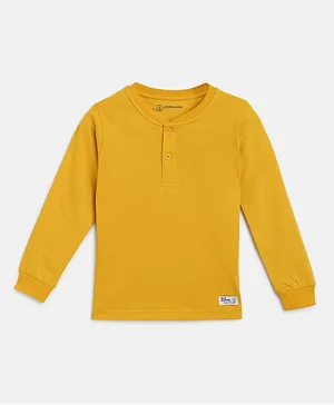 Campana 100% Cotton Full Sleeves Solid T Shirt - Mustard Yellow