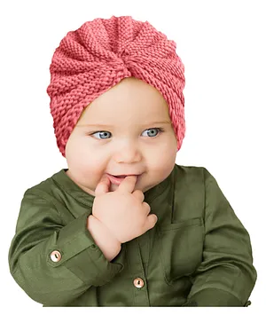 SYGA Woolen Soft Hat & Rabbit Ears Warm Headband For Newborn Baby Boy & Girls Pack of 2- Pink