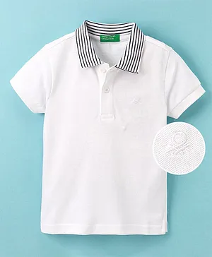 UCB Cotton Half Sleeves Solid T-Shirt- White