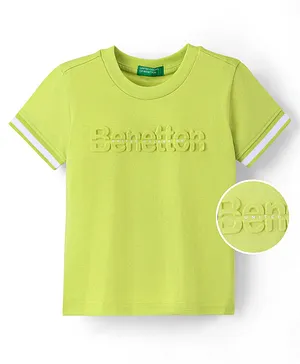 UCB Cotton Half Sleeves T-Shirt Benetton Embossed - Lime Green