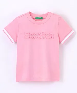 UCB Cotton Half Sleeves T-Shirt Benetton Embossed - Light Pink