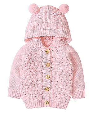 Little Surprise Box Full Sleeves Knitted Sweater - Pink