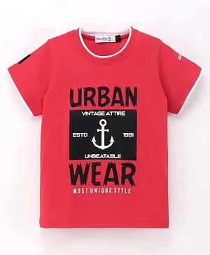 Noddy Half Sleeves Urban Wear Printed Tee - Red