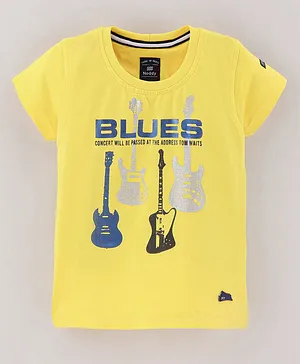 Noddy Half Sleeves Rockstar Guitar & Blues Printed Tee - Yellow