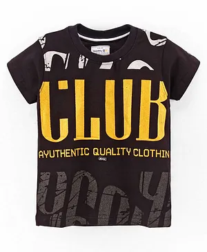 Noddy Half Sleeves Club Text Printed Tee - Black