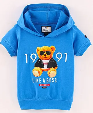Noddy Half Sleeves 1991 Teddy Like A Boss Hooded Tee - Royal Blue