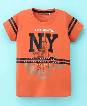 Noddy Half Sleeves Authentic NY Printed Tee - Rust Red