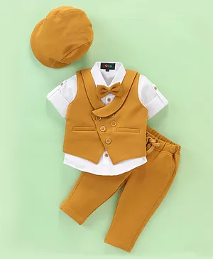 Robo Fry Cotton Lycra Full Sleeves 3 Piece Party Suit - Yellow