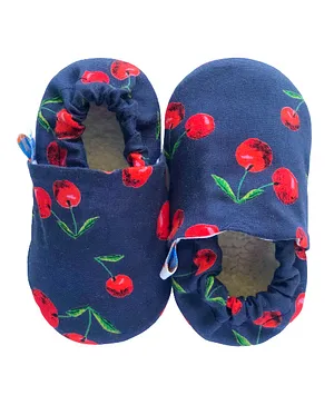Skips  Soft Sole Infant Cherry Fruit Printed Booties - Blue