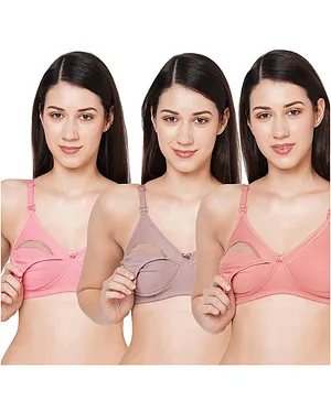 MomToBe Pack Of 3 Non Padded Non
                              Wired Maternity Bra - Multi Colour