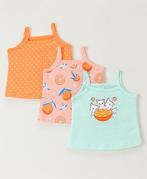 Babyhug 100% Cotton Antibacterial Dot & Orange print Slips Pack of 3 - Multicolor