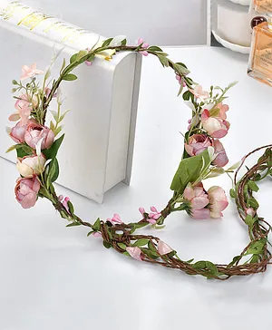 Yellow Chimes Floral And Leaves Tiara Hair Vine - Multicolor