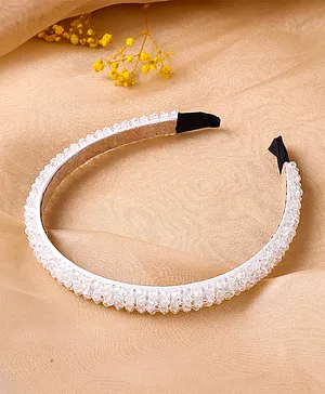Yellow Chimes Crystal Studded Hair Band - White