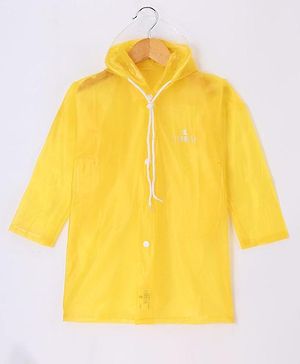 Clownfish Full Sleeves Solid Hooded Raincoat-Yellow