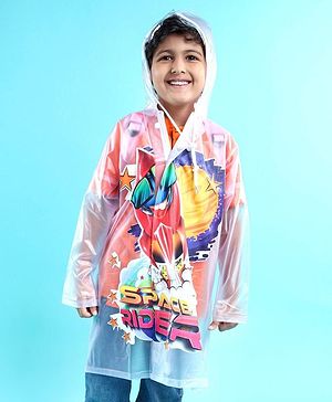 Clownfish Full Sleeves Hooded Raincoat Cartoon Print - Multicolour