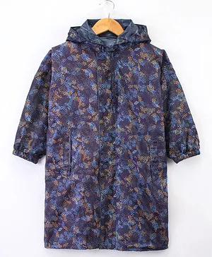 Clownfish Full Sleeves Hooded Raincoat Dots Print - Blue