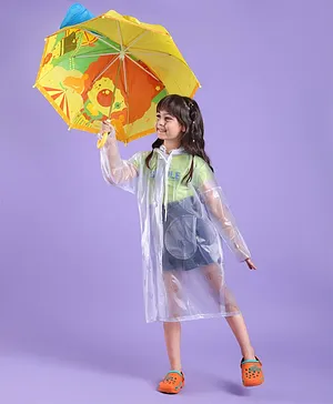 Clownfish Full Sleeves Solid Hooded Raincoat - White