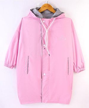 Clownfish Full Sleeves Solid Hooded Raincoat - Pink