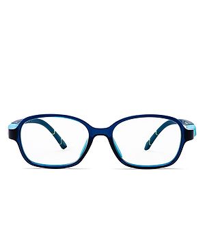 Intellilens Squarish Oval Kids Computer Glasses for Eye Protection Zero Power Anti Glare & Blue Light Filter Glasses Blue Cut Lenses - Blue