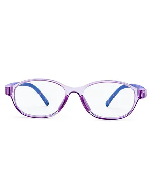 Intellilens Oval Kids Computer Glasses for Eye Protection Zero Power Anti Glare & Blue Light Filter Glasses Blue Cut Lenses - Purple