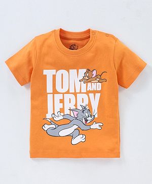 Babyhug Cotton Half Sleeves T-Shirt Tom & Jerry Print - Yellow
