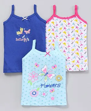 Bodycare Cotton Sleeveless Slips Butterfly
                      Print Pack of 3 - Blue & Pink