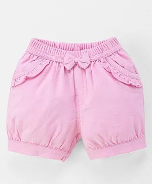 Wonderchild Solid Bow Applique Shorts - Pink