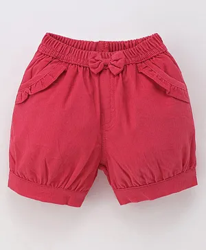 Wonderchild Solid Bow Applique Shorts - Red