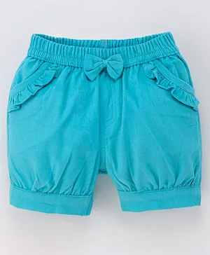 Wonderchild Solid Bow Applique Shorts - Blue