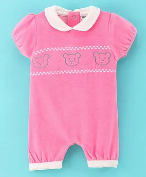 Wonderchild Short Sleeves Bear Printed Romper - Pink