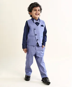 Robo Fry Full Sleeves Party Suit Solid-Blue
