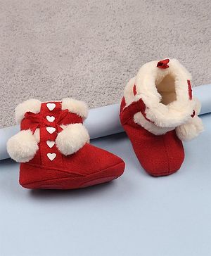 Cute Walk by Babyhug Booties with Velcro Closure - Red