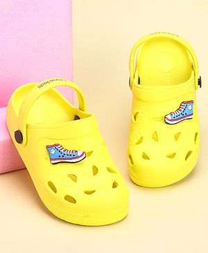 Pine Kids Clogs With Back Strap Shoes Applique- Yellow