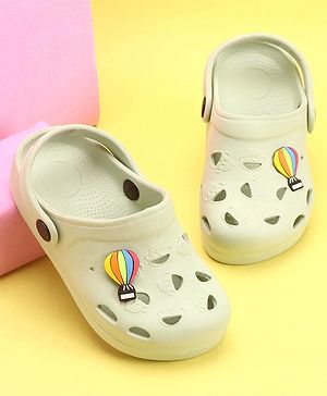 Pine Kids Clogs with Back Strap Hot Air Balloon Patch - Light Green