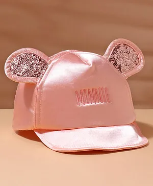 Babyhug Cotton Minnie Embroidered Disney Baseball Cap Pink - Circumference 44 cm