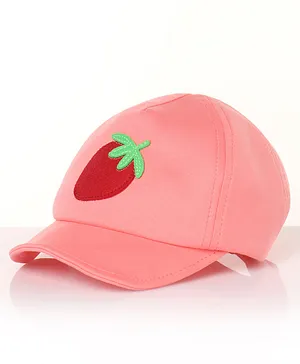 Bonfino Cotton Strawberry  Applique Baseball Cap Pink - Diameter 46 cm