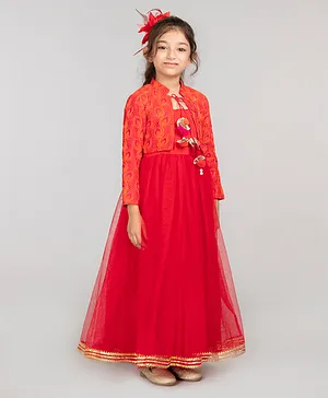 BYB PREMIUM Sleeveless Tulle Dress with Shrug- Red