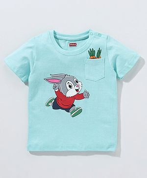 Babyhug Cotton half Sleeves T-Shirt Bunny Print - Light Blue