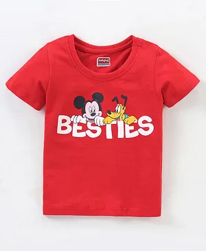 Babyhug Cotton Half Sleeves T-Shirt Mickey Mouse Besties Print Print - Red