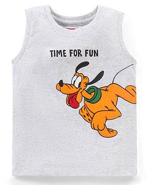 Babyhug 100% Cotton Sleeveless T-Shirt Goofy Print - White