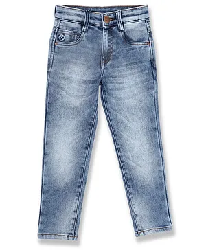 LEO Button Down Denim Washed Jeans - Blue