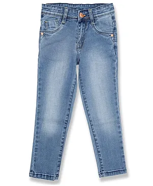 LEO Solid Button Down Slim Fit Jeans - Blue
