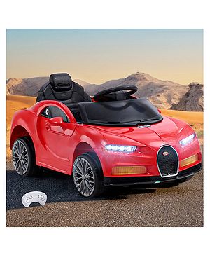 Babyhug Battery Operated Small Ride on Car with Scissor Doors Music & Light  Red| Openable Wing Doors| Wide Comfortable Seat| Pre-loaded Music with USB & AUX| Easy to Assemble| Easy to Operate| Forward & Reverse Drive| Rechargeable Battery