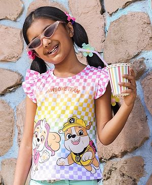 Babyhug 100% Cotton Half Sleeves Top Paw Patrol Print - Multicolour