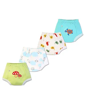 Plan B 100% Cotton Padded Underwear For Potty Training - 4Pack - Critters - Blue,Green,White