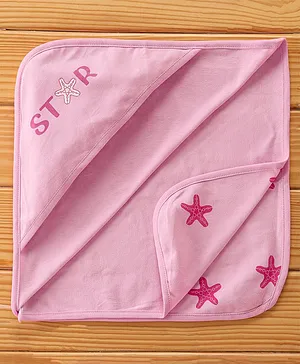 Doodle Poodle Hooded Towels  With All over Star Fish Print - Pink