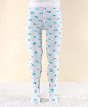 Cute Walk by Babyhug Antibacterial Bow Printed Footed Tights - White