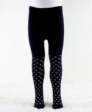 Cute Walk by Babyhug Antibacterial Heart Print Footed Tights - Navy